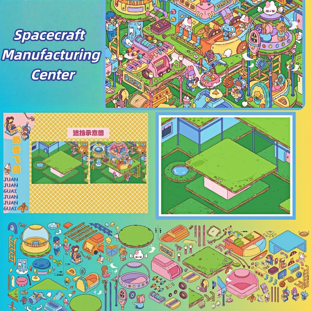 Milky Fragrace Town 3D Sticker | 3 Cute Miniature Scenes