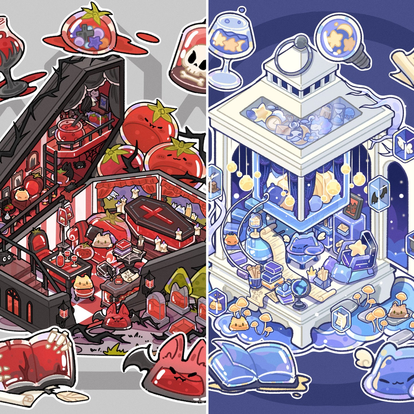 Jelly Cottage 3D Sticker | 2 Cute Miniature Scenes