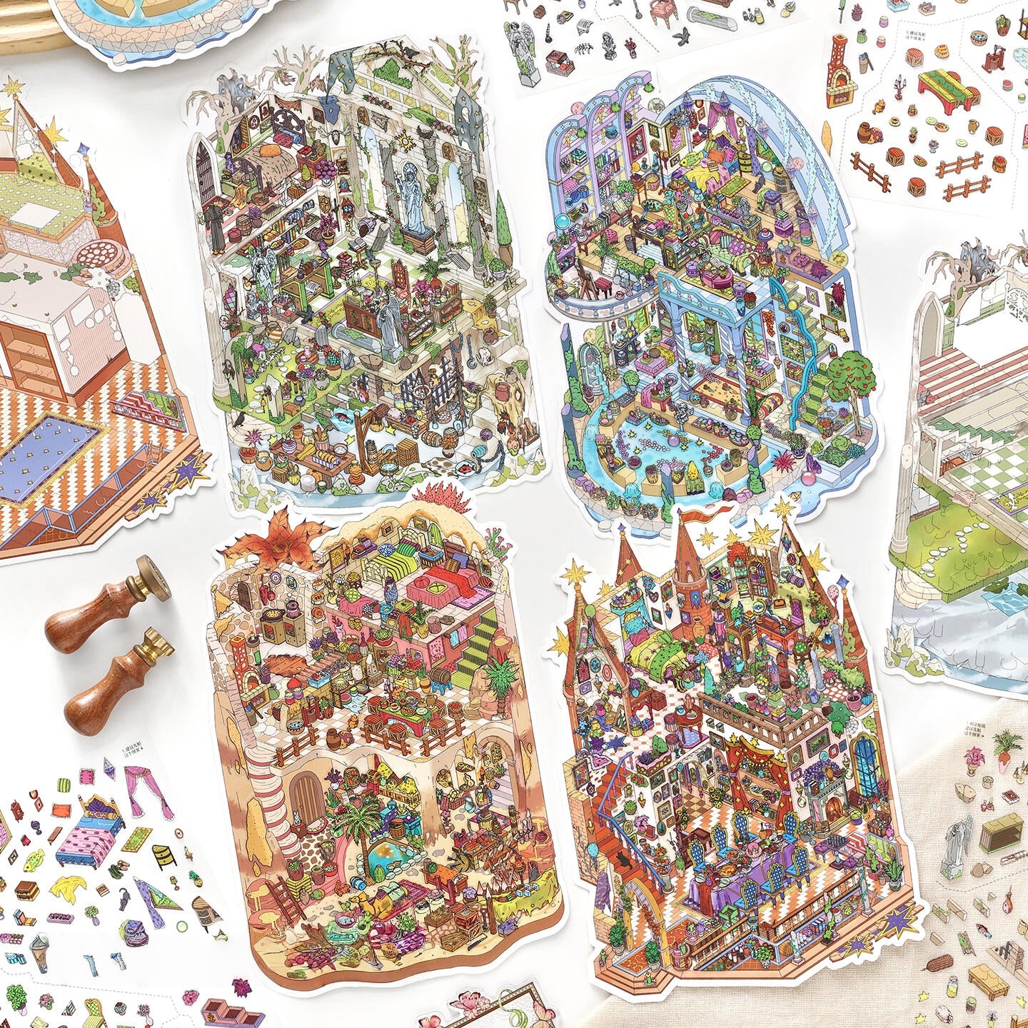 Atlas of the Forgotten 3D Sticker | 4 Cute Miniature Scenes