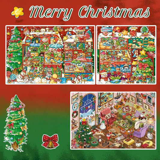 Merry Christmas 3D Sticker | 2 Cute Miniature Scenes