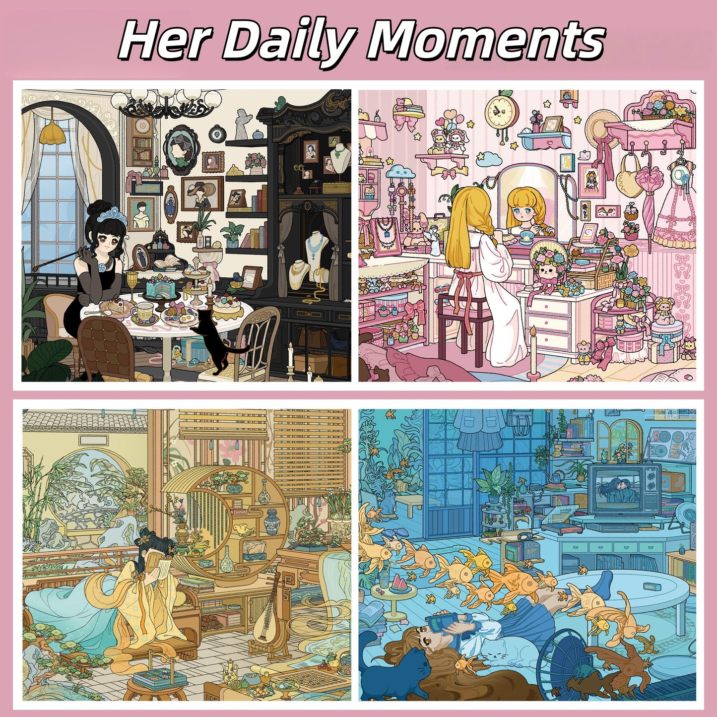 Her Daily Moments 3D Sticker | 4 Cute Miniature Scenes
