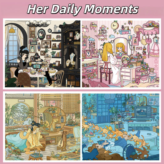 Her Daily Moments 3D Sticker | 4 Cute Miniature Scenes