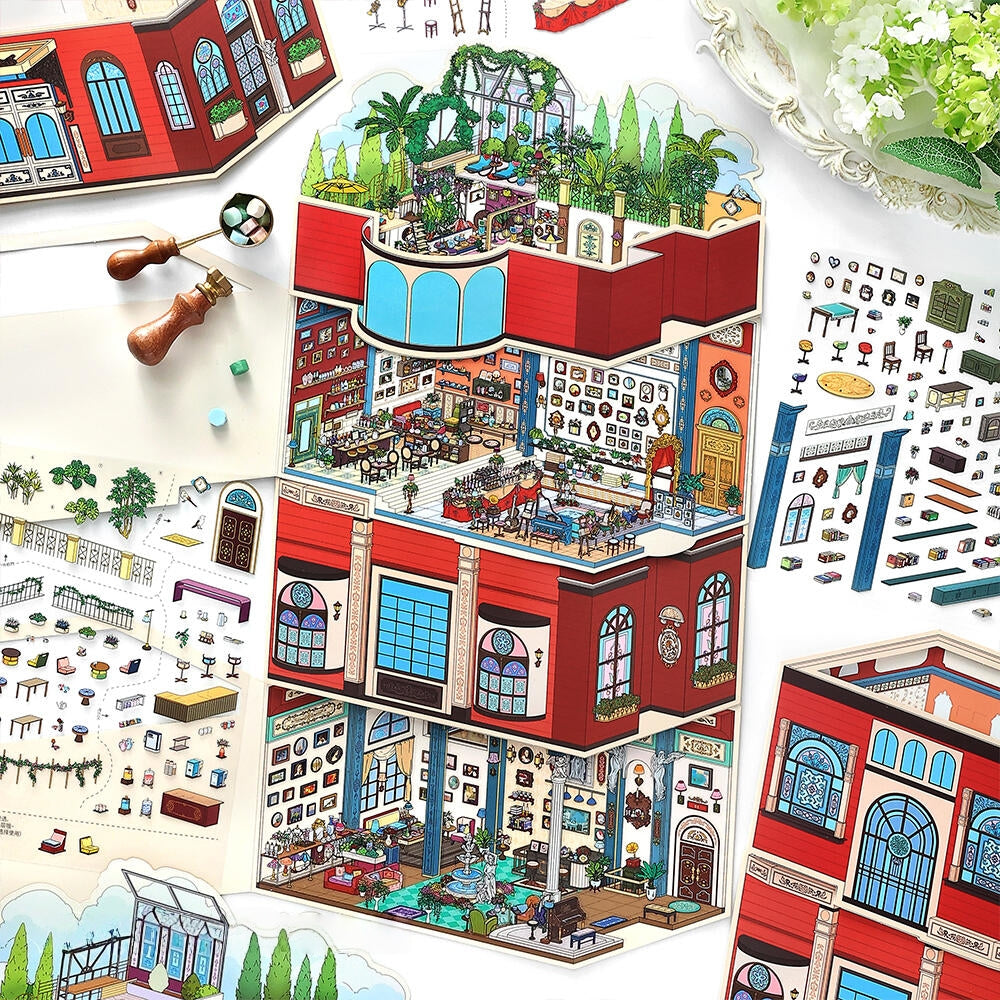 Rome Hotel 3D Sticker | 4 Cute Miniature Scenes