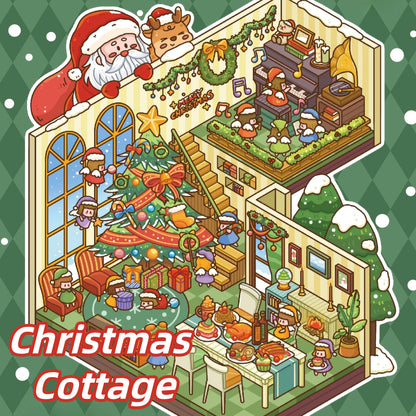 Cozy Cabin 3D Sticker | 3 Cute Miniature Scenes