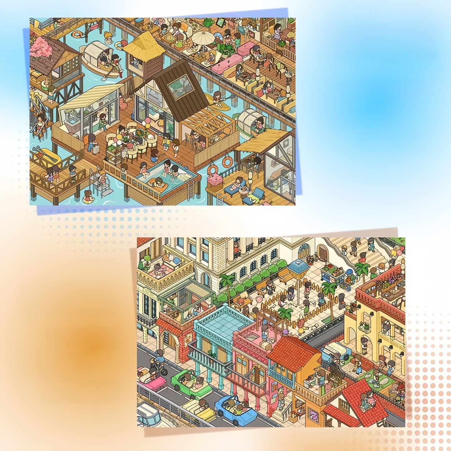Vacation Time 3D Sticker | 2 Cute Miniature Scenes