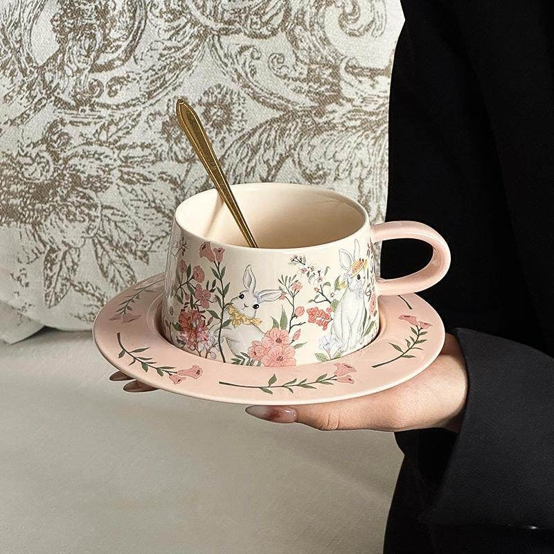 Rabbit Among Flowers Ceramic Mug