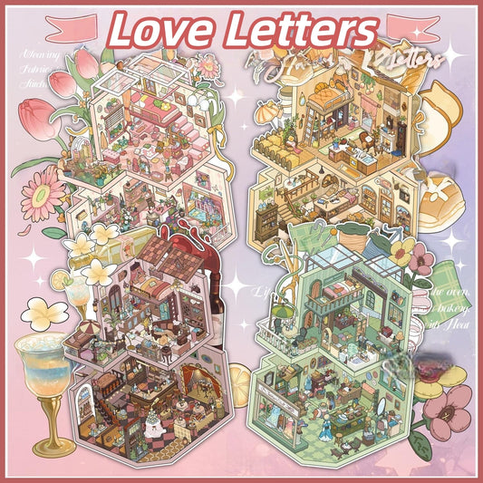 Love Letters 3D Sticker | 4 Cute Miniature Scenes