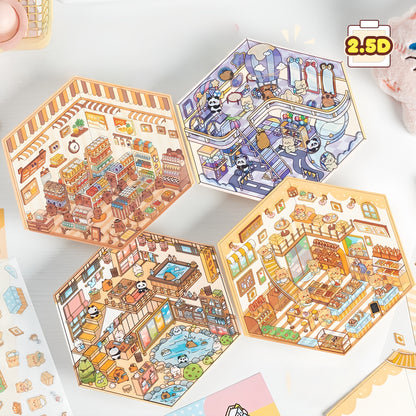 Paw's Shop 3D Sticker | 4 Cute Miniature Scenes