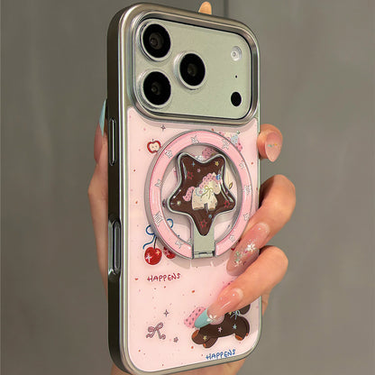 Cherry Pony Gilt Magnetic Stand Acrylic Phone Case