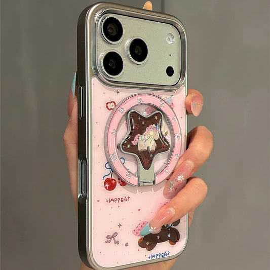 Cherry Pony Gilt Magnetic Stand Acrylic Phone Case