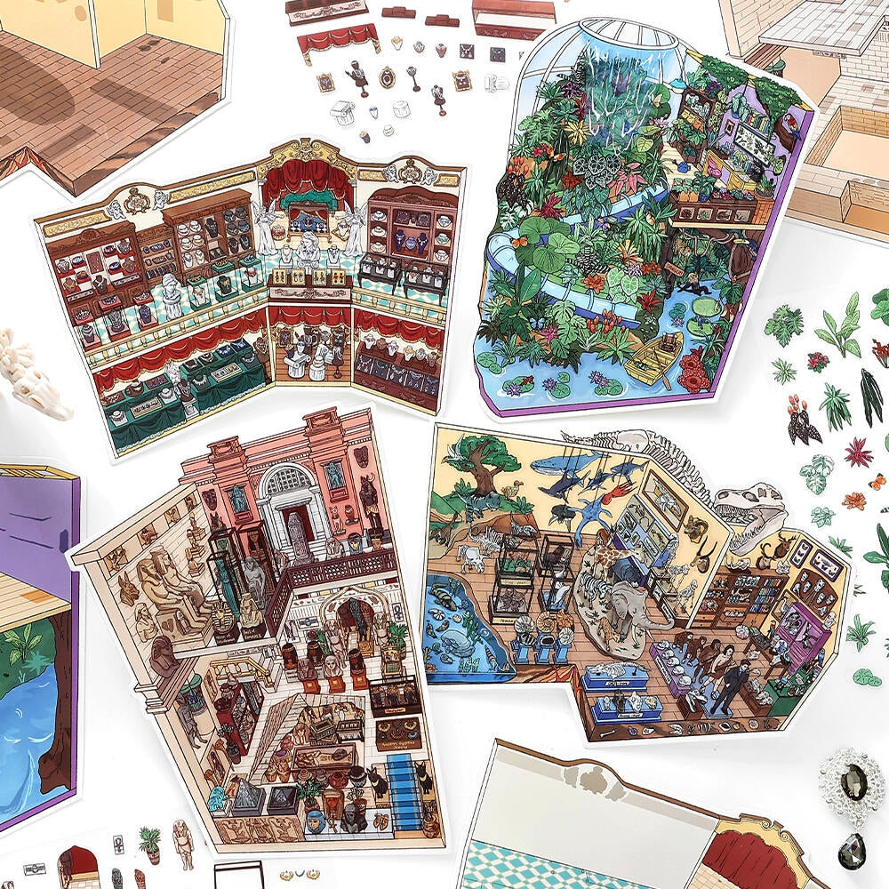 Little Exhibition 3D Sticker | 4 Cute Miniature Scenes