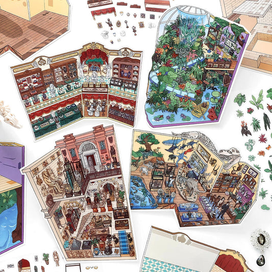 Little Exhibition 3D Sticker | 4 Cute Miniature Scenes