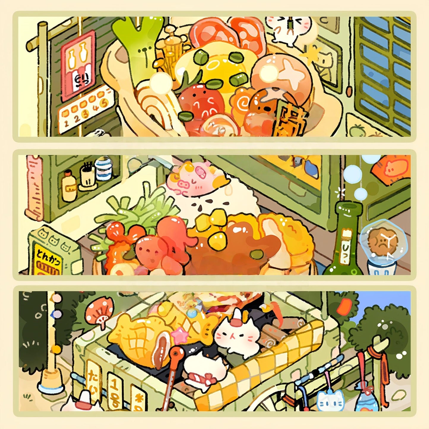 Japan Flavor 3D Sticker | 3 Cute Miniature Scenes