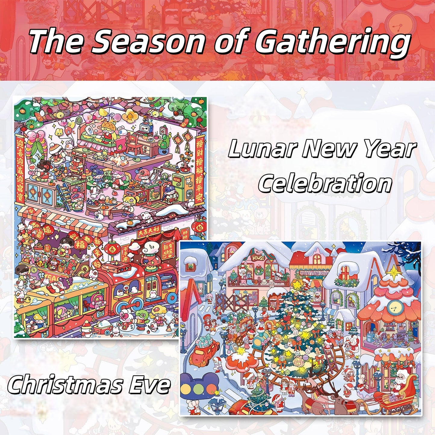 The Season of Gathering 3D Sticker | 2 Cute Miniature Scenes