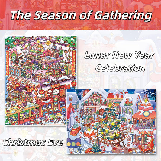 The Season of Gathering 3D Sticker | 2 Cute Miniature Scenes
