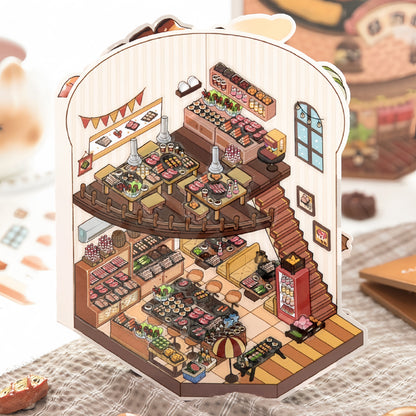 Restaurant Series 3D Sticker | 2 Cute Miniature Scenes