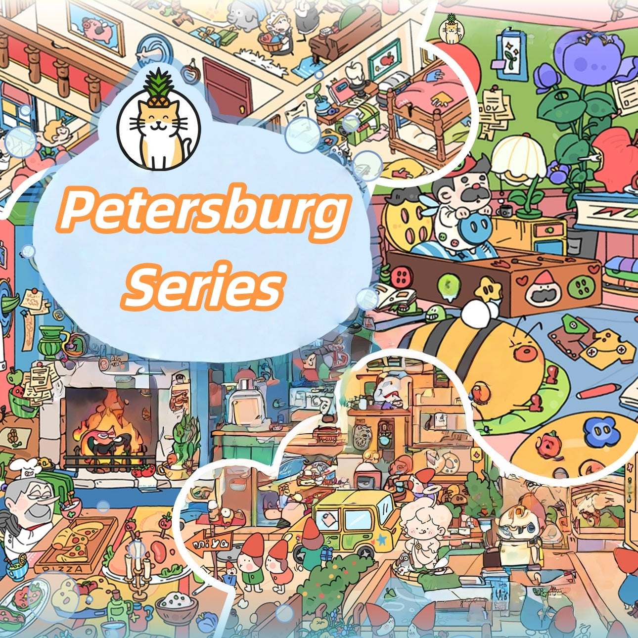 Petersburg Series 3D Sticker | 4 Cute Miniature Scenes
