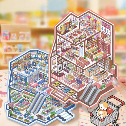 Shopping Spree 3D Sticker | 2 Cute Miniature Scenes
