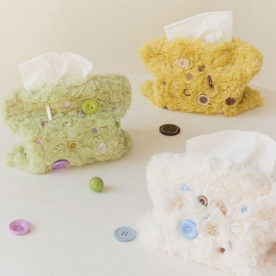 Button Collector Plush Tissue Box