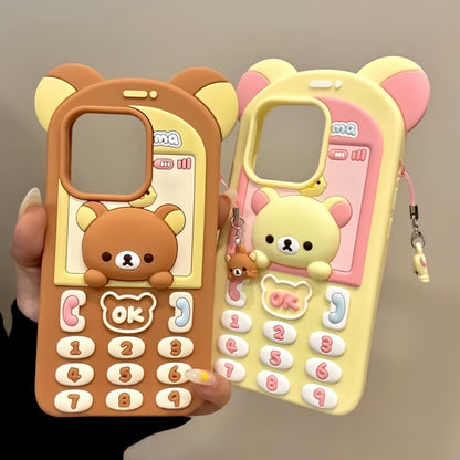 Cute Bear Brick Phone Silicone Phone Case