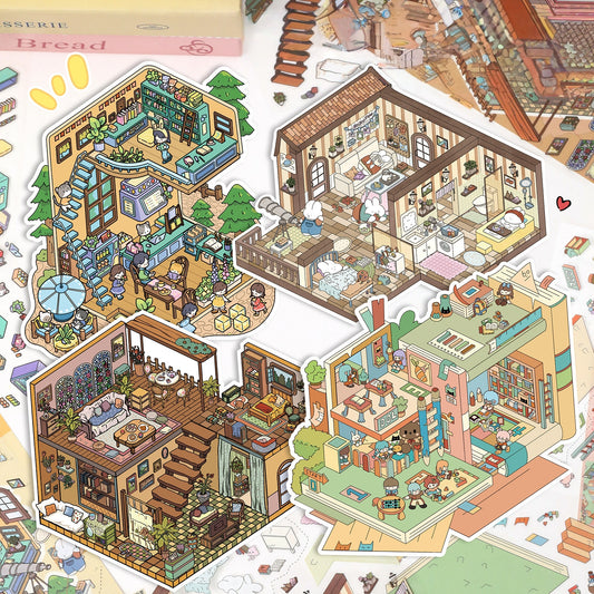 Cute Daily Life 3D Sticker | 4 Cute Miniature Scenes