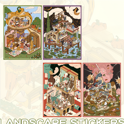 Creepy Storytime 3D Sticker | 4 Cute Miniature Scenes