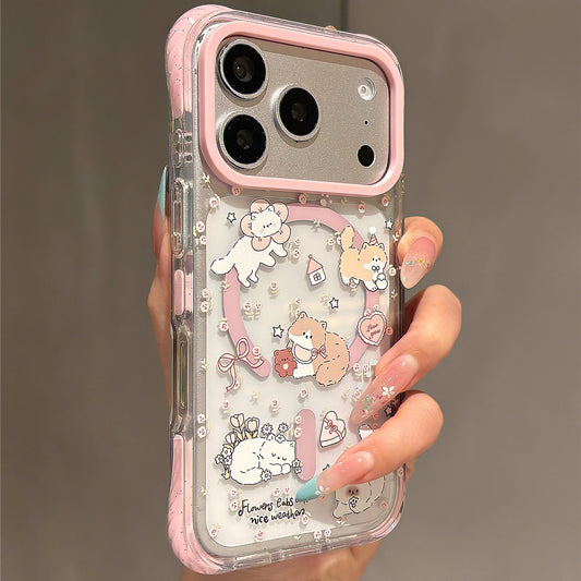 Floral Cat Magnetic Acrylic Phone Case
