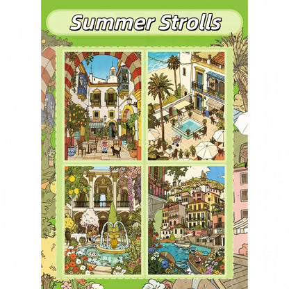 Summer Strolls 3D Sticker | 4 Cute Miniature Scenes