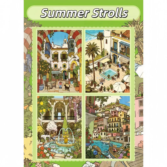 Summer Strolls 3D Sticker | 4 Cute Miniature Scenes