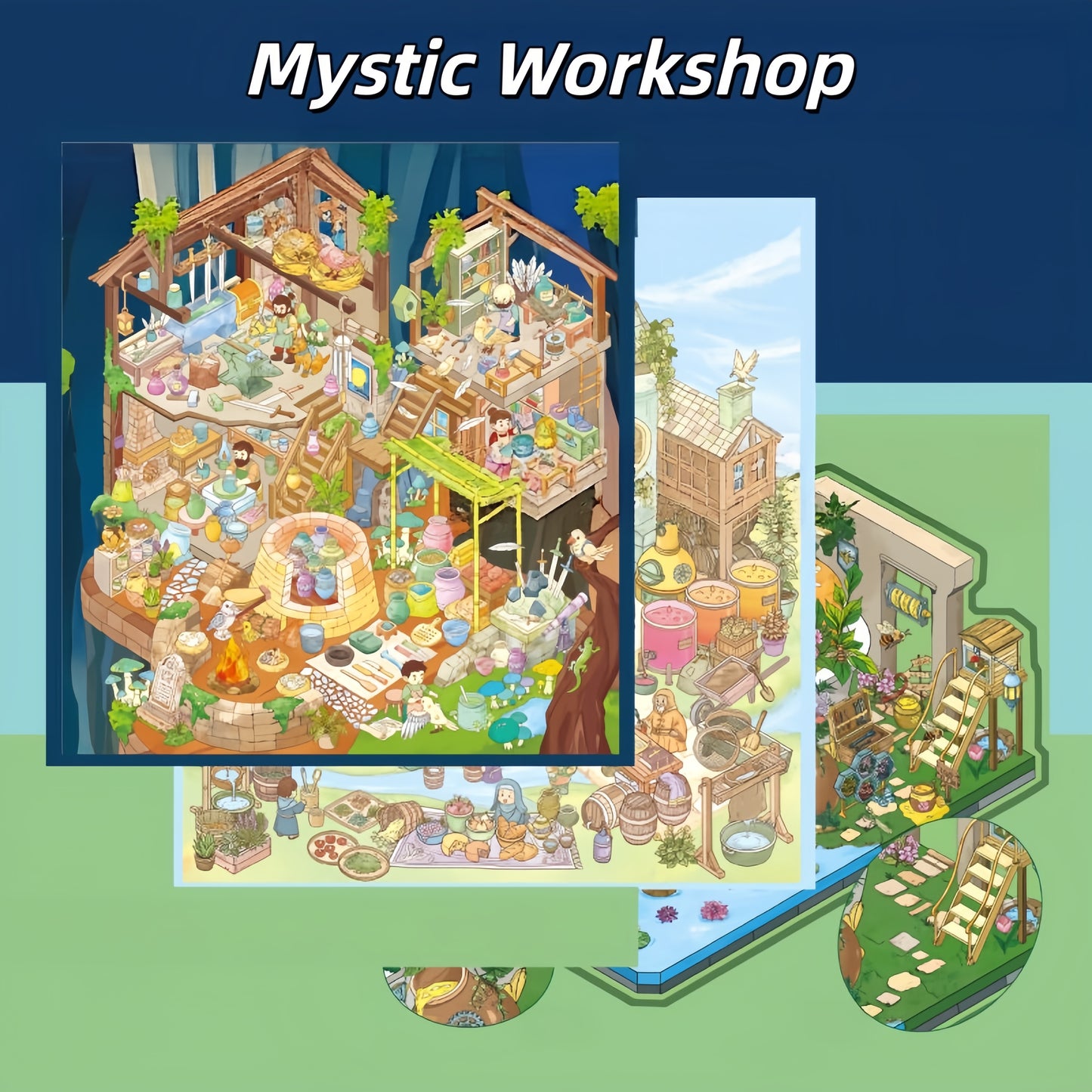 Mystic Workshop 3D Sticker | 3 Cute Miniature Scenes