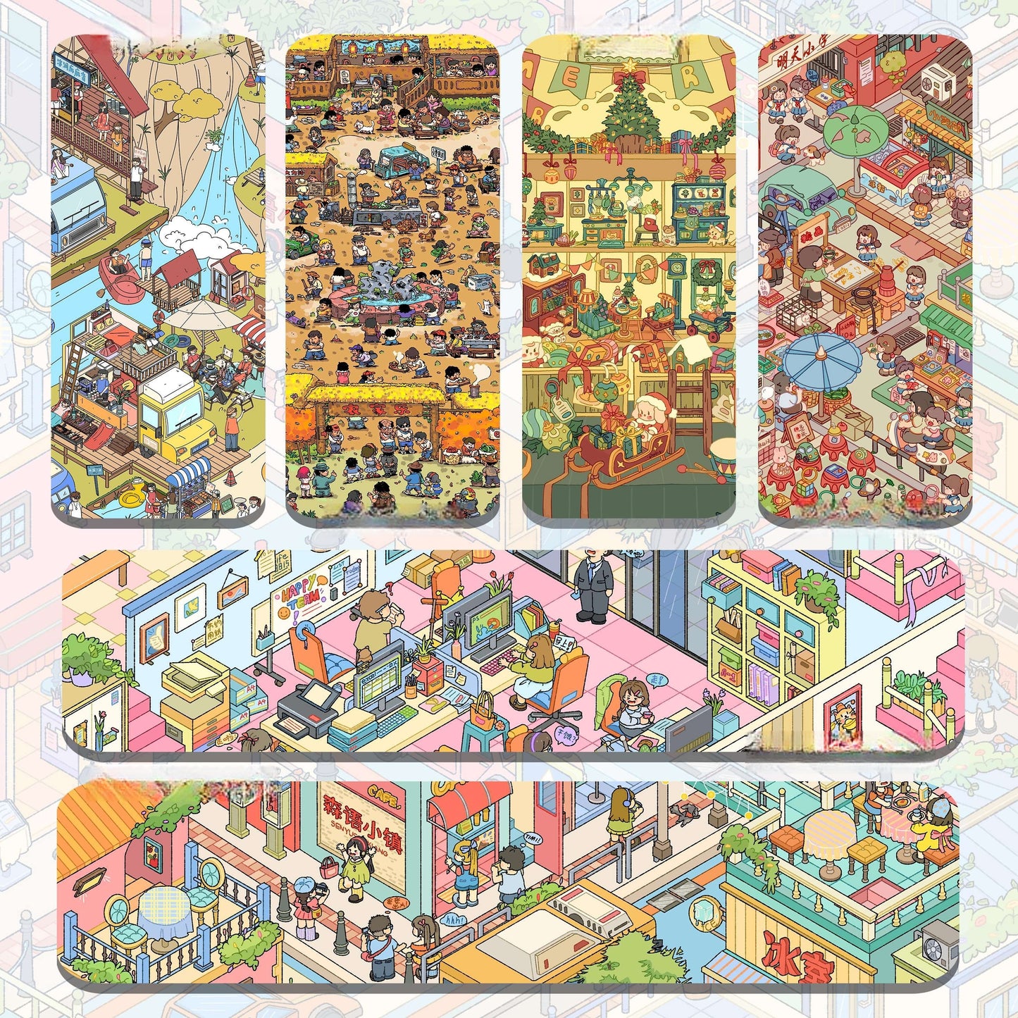 Colorful Life 3D Sticker | 6 Cute Miniature Scenes