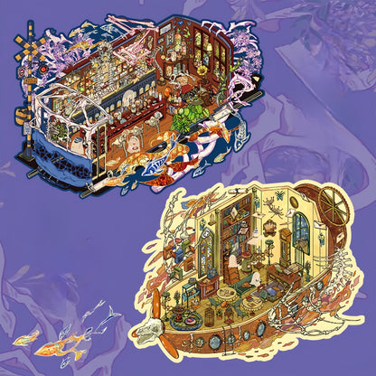 Boneward Voyage 3D Sticker | 2 Cute Miniature Scenes
