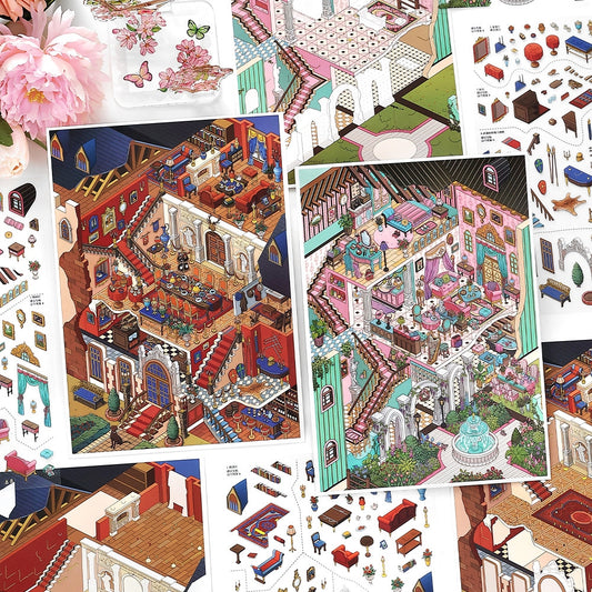 Noble Gathering 3D Sticker | 2 Cute Miniature Scenes