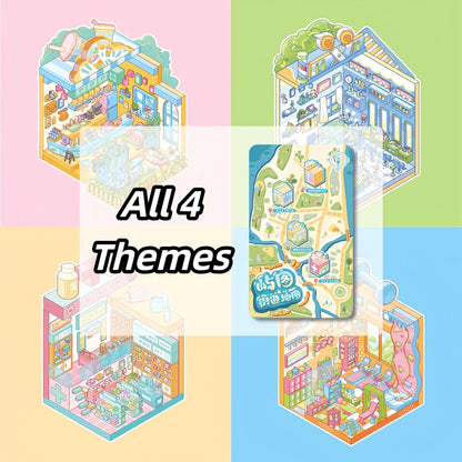 Cute Shops 3D Sticker | 4 Cute Miniature Scenes