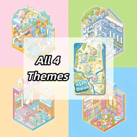 Cute Shops 3D Sticker | 4 Cute Miniature Scenes