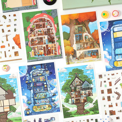 Dream Weavers 3D Sticker | 4 Cute Miniature Scenes