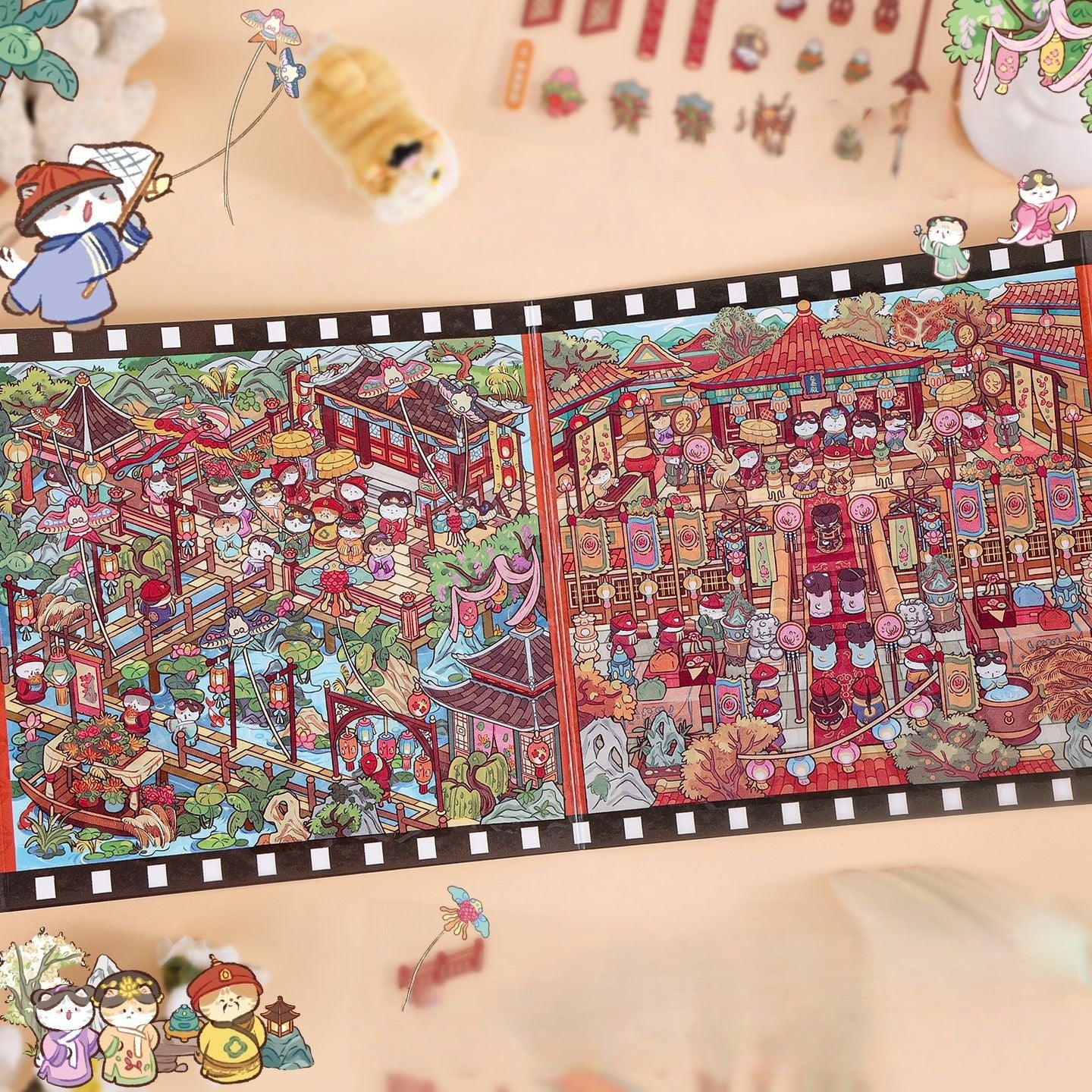 Feline Classics 3D Sticker | 2 Cute Miniature Scenes