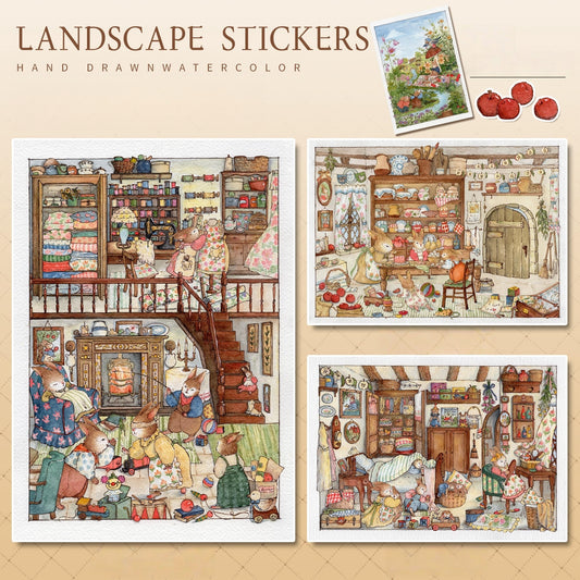 Hand-drawn Fairytale 3D Sticker | 4 Cute Miniature Scenes