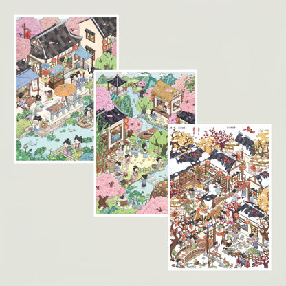 A Trilogy of Entrancements 3D Sticker | 3 Cute Miniature Scenes