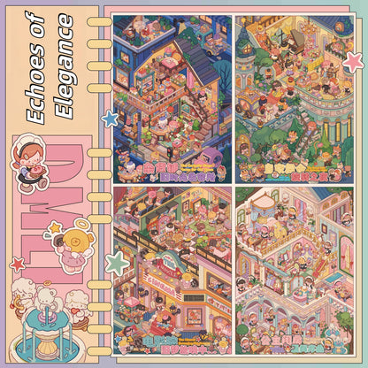 Echoes of Elegance 3D Sticker | 4 Cute Miniature Scenes