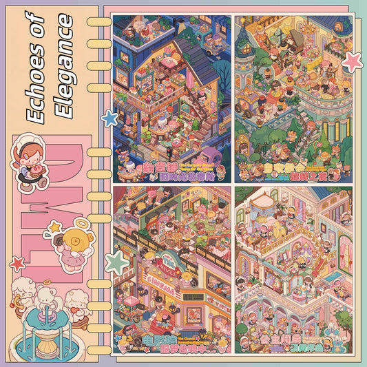 Echoes of Elegance 3D Sticker | 4 Cute Miniature Scenes