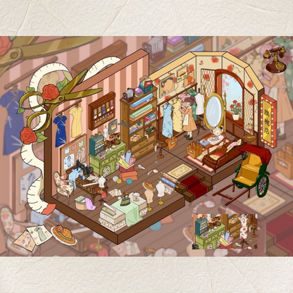 Mock Shop 3D Sticker | 4 Cute Miniature Scenes