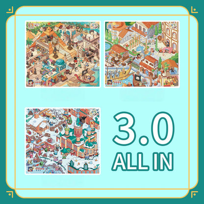 Mythical City 3D Sticker | 3 Cute Miniature Scenes