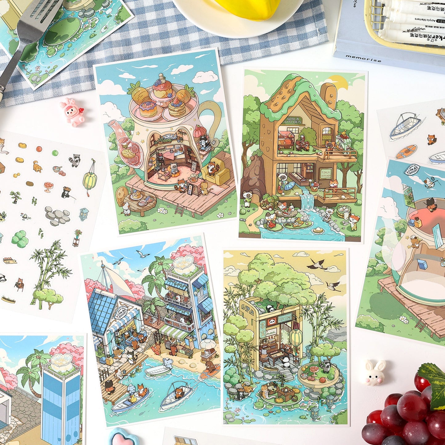 Holiday life 3D Sticker | 4 Cute Miniature Scenes