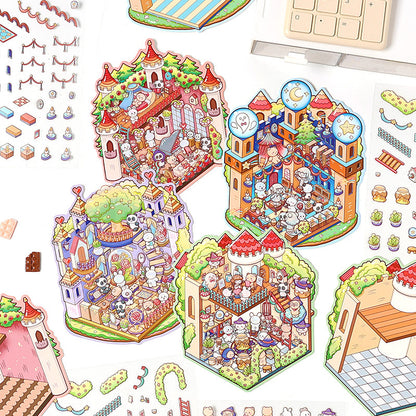 Dream Castle 3D Sticker | 4 Cute Miniature Scenes