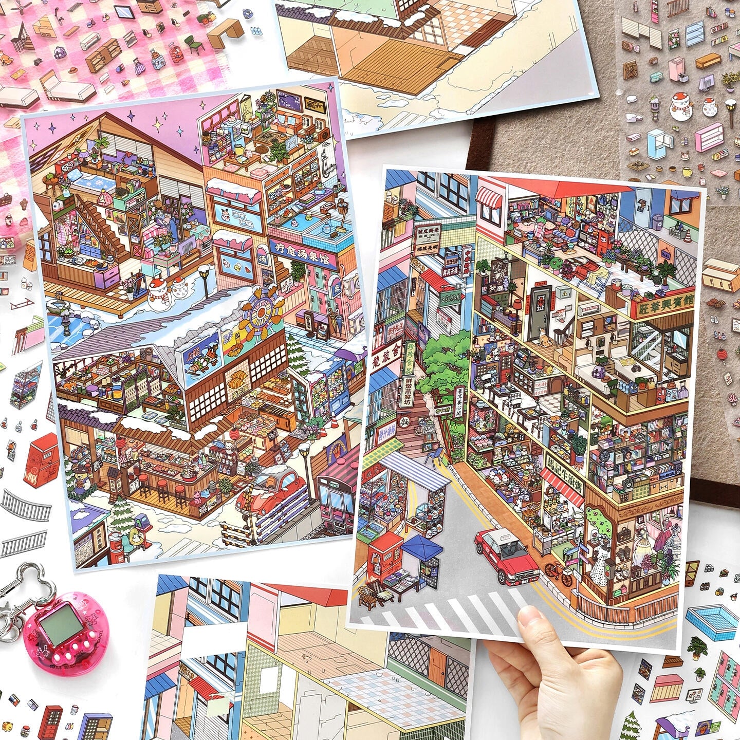 Huge Corners 3D Sticker | 2 Cute Miniature Scenes