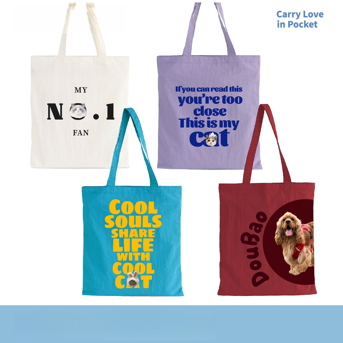 Custom Pet Photo Canvas Tote Bag