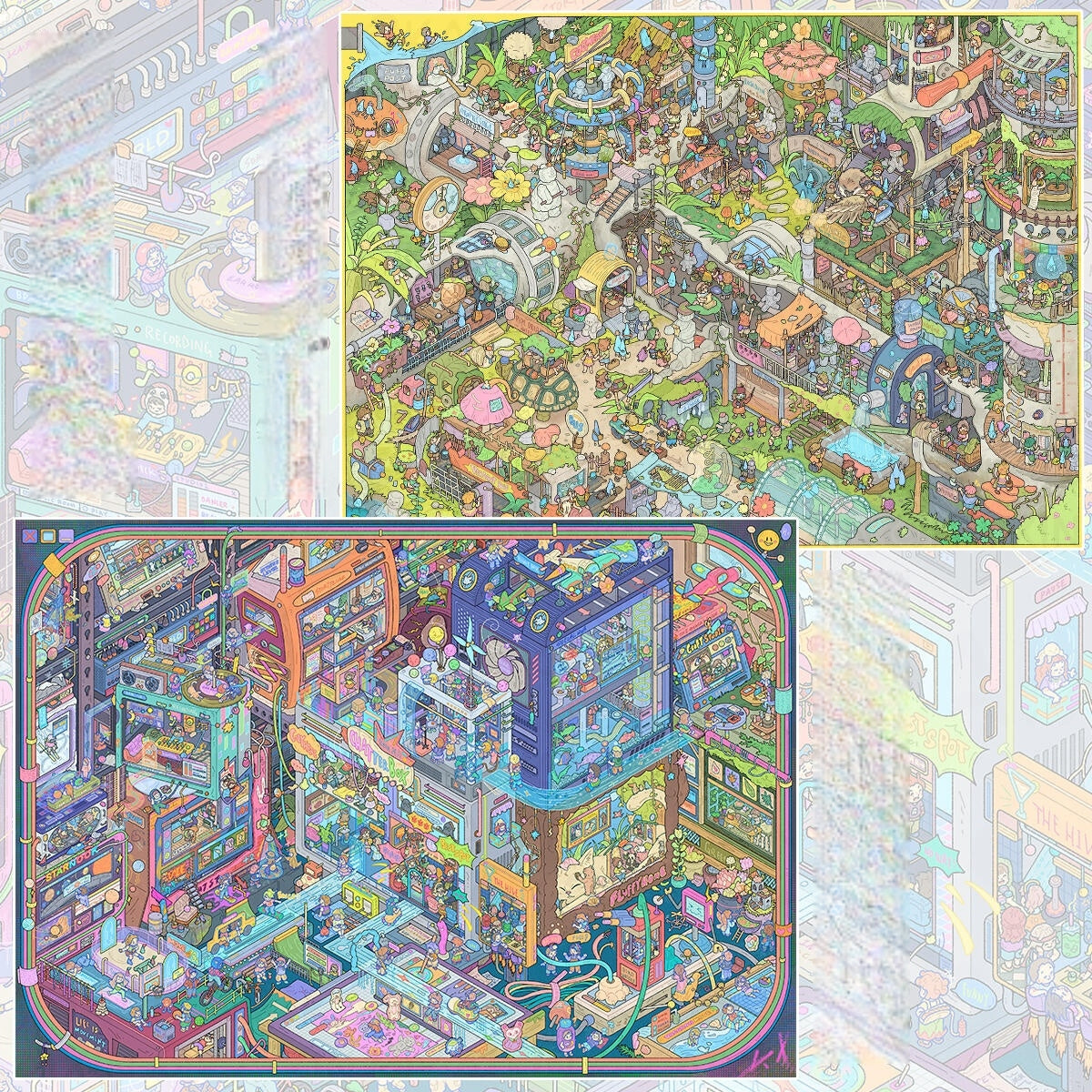 Dream Places 3D Sticker | 2 Cute Miniature Scenes