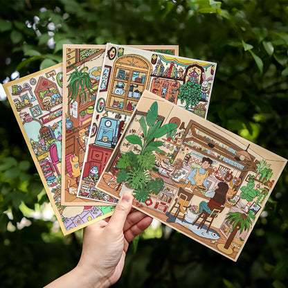 Daily Joys 3D Sticker | 4 Cute Miniature Scenes