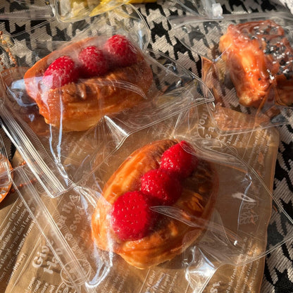 Three Strawberry Filled Fried Dough Stick Squishy